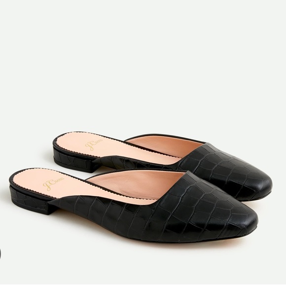 J. Crew Shoes - J. Crew Black Croc-Embossed Flats